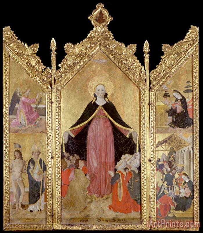 Triptych of The Madonna of Mercy painting - Gottardo Scotti Triptych of The Madonna of Mercy Art Print