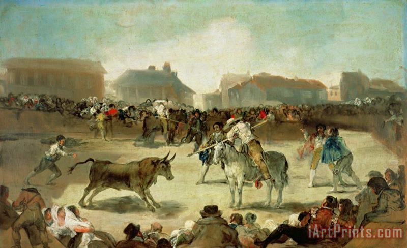 A Village Bullfight painting - Goya A Village Bullfight Art Print