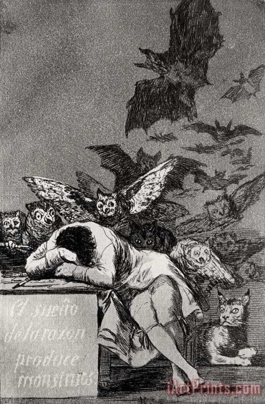 The Sleep of Reason Produces Monsters painting - Goya The Sleep of Reason Produces Monsters Art Print