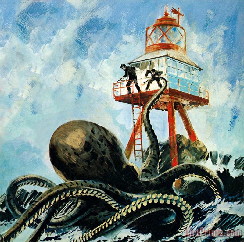 The monster of Serrana Cay painting - Graham Coton The monster of Serrana Cay Art Print