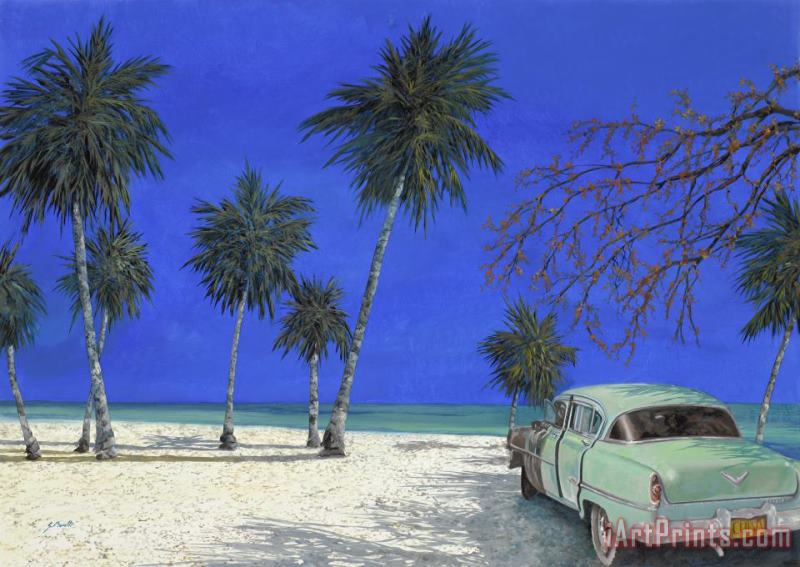 Auto Sulla Spiaggia painting - Collection 7 Auto Sulla Spiaggia Art Print