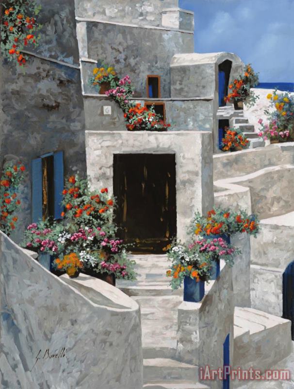 Collection 7 piccole case bianche di Grecia Art Print