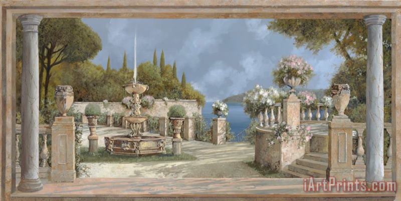 villa sul lago di Como painting - Collection 7 villa sul lago di Como Art Print