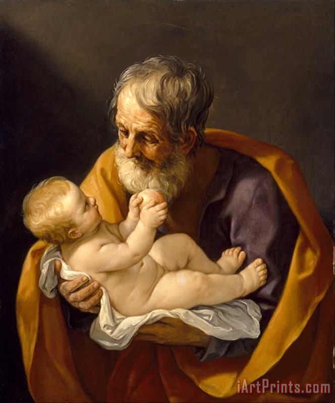Saint Joseph And The Christ Child painting - Guido Reni Saint Joseph And The Christ Child Art Print