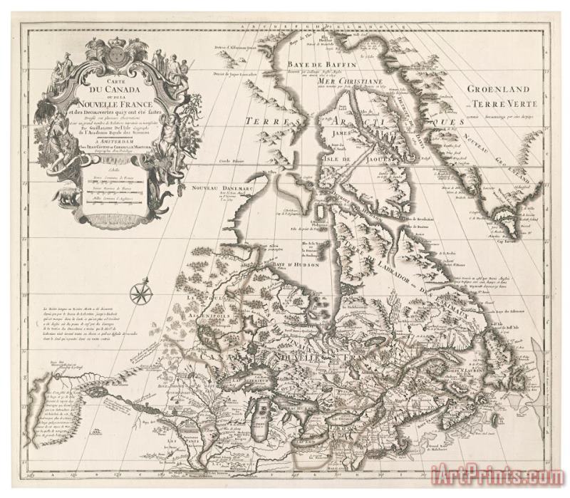 Guillaume Delisle Map of Canada or New France Art Print
