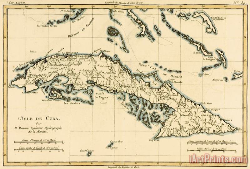 Guillaume Raynal Antique Map of Cuba Art Painting