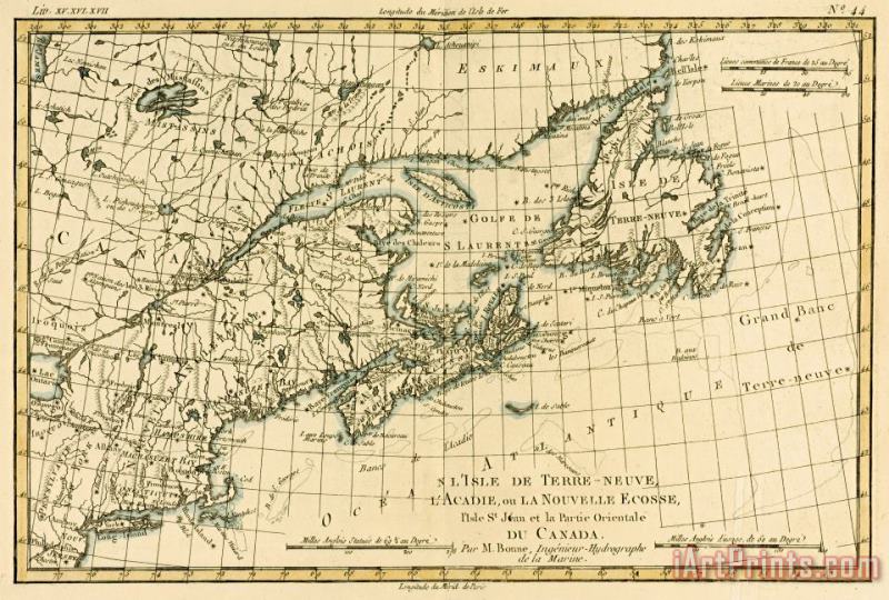 Antique Map of Eastern Canada painting - Guillaume Raynal Antique Map of Eastern Canada Art Print