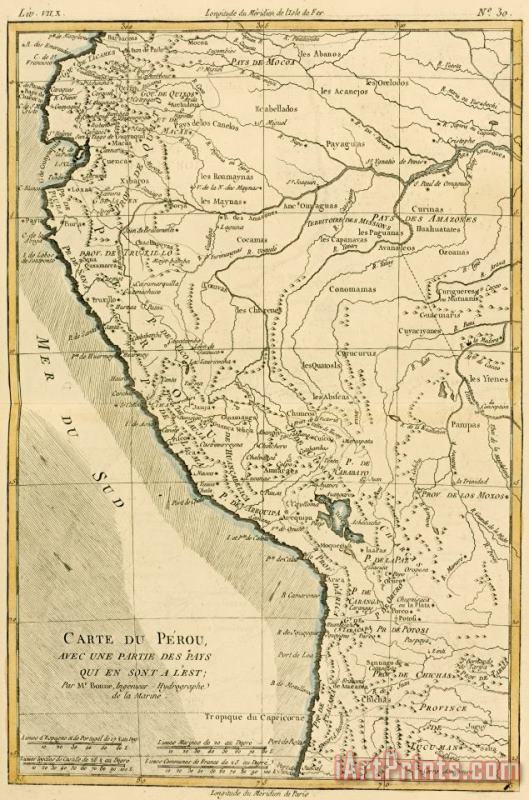 Antique Map of Peru painting - Guillaume Raynal Antique Map of Peru Art Print