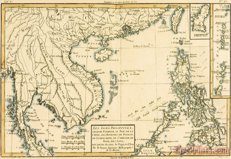 Antique Map of South East Asia painting - Guillaume Raynal Antique Map of South East Asia Art Print