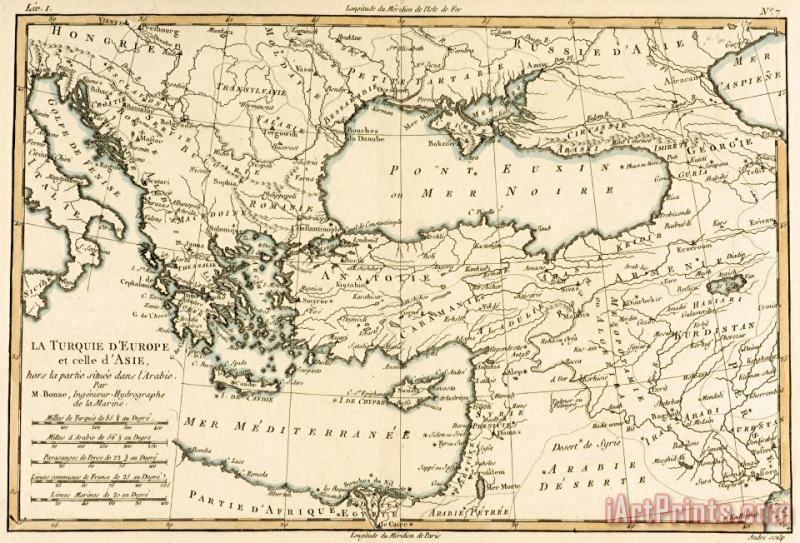 Antique Map of Turkey painting - Guillaume Raynal Antique Map of Turkey Art Print