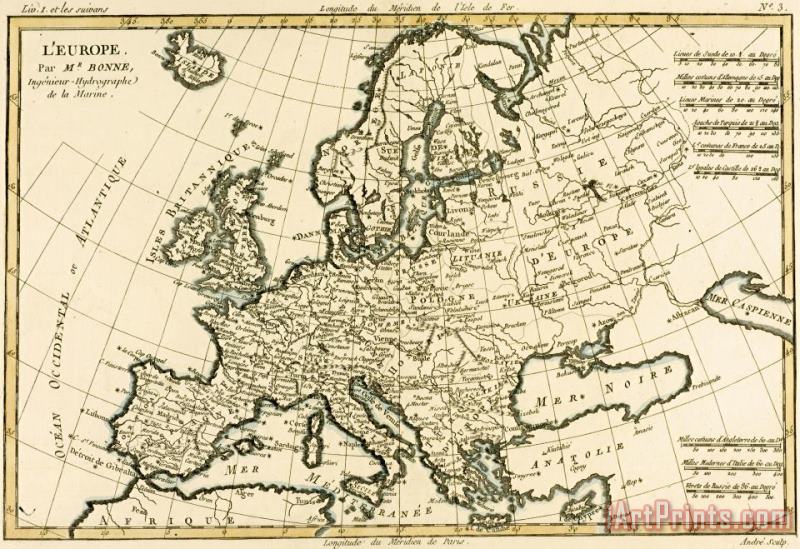 Guillaume Raynal Map of Europe Art Print