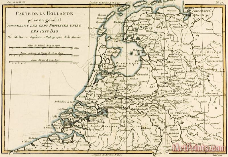 Guillaume Raynal Map of Holland Including the Seven United Provinces of the Low Countries Art Painting