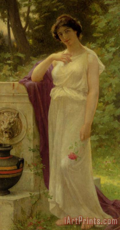Guillaume Seignac Young Woman with a Rose Art Print