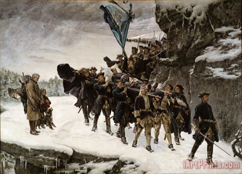 Bringing Home The Body of King Karl XII of Sweden painting - Gustaf Cederstrom Bringing Home The Body of King Karl XII of Sweden Art Print