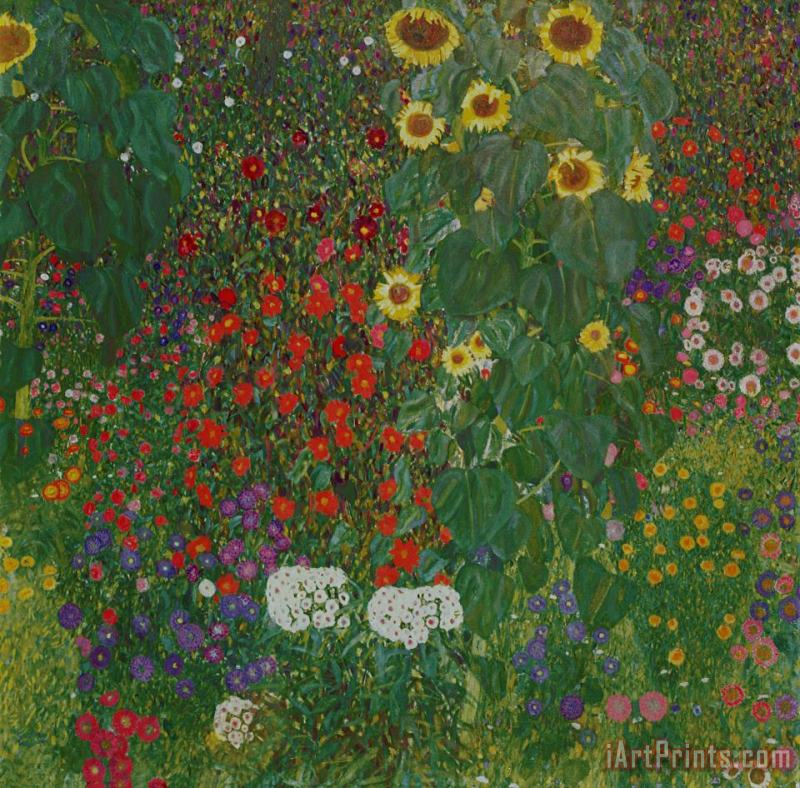 Gustav Klimt Farm Garden with Flowers Art Painting