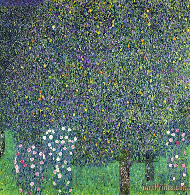 Gustav Klimt Roses under the Trees Art Painting