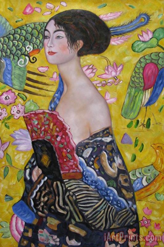 Woman with Fan painting - Gustav Klimt Woman with Fan Art Print
