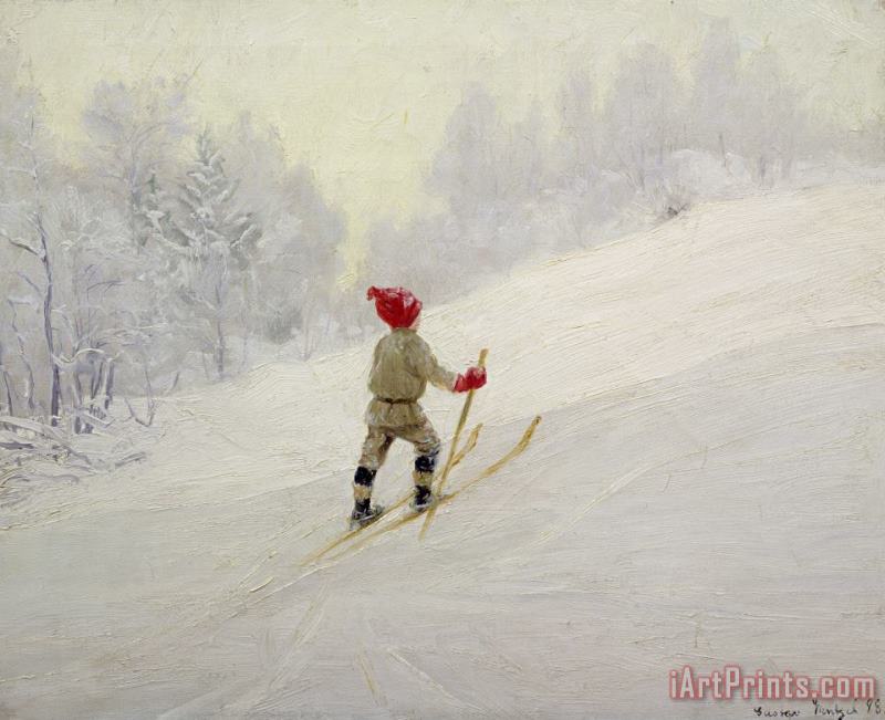 Gustav Wentzel Ski Training Art Print