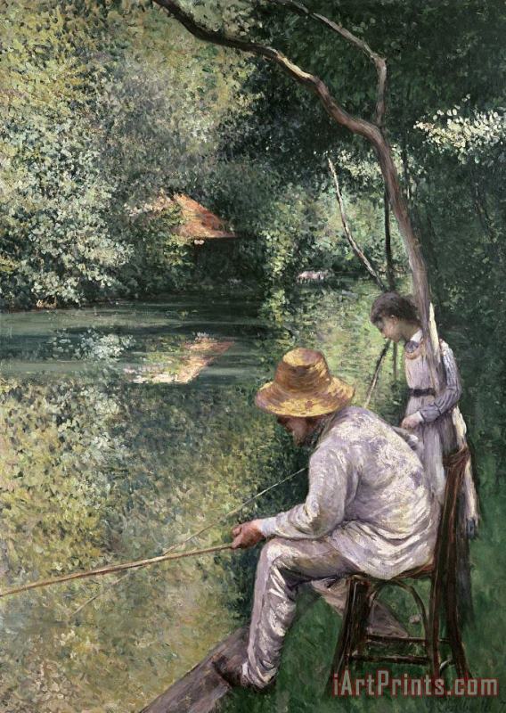 Angling painting - Gustave Caillebotte Angling Art Print