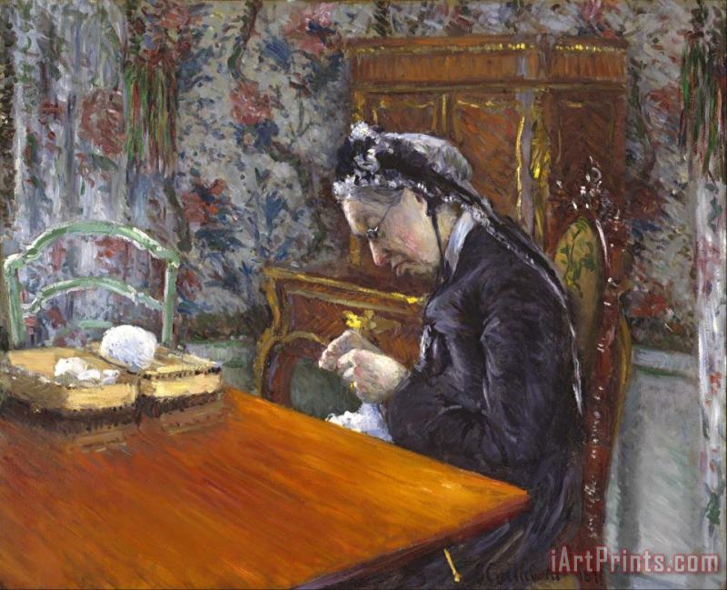 Mademoiselle Boissiere Knitting painting - Gustave Caillebotte Mademoiselle Boissiere Knitting Art Print