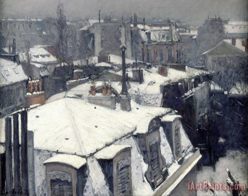 Rooftops in The Snow painting - Gustave Caillebotte Rooftops in The Snow Art Print