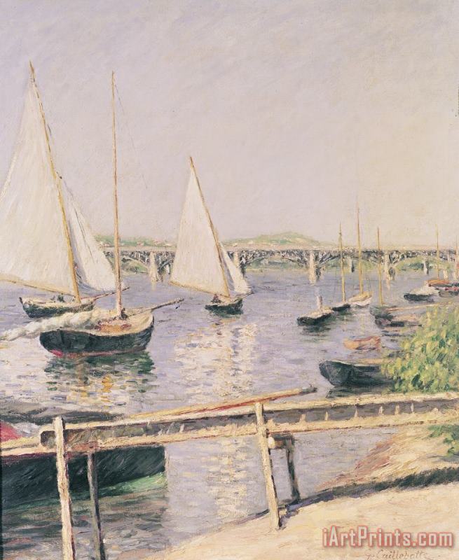 Sailing boats at Argenteuil painting - Gustave Caillebotte Sailing boats at Argenteuil Art Print