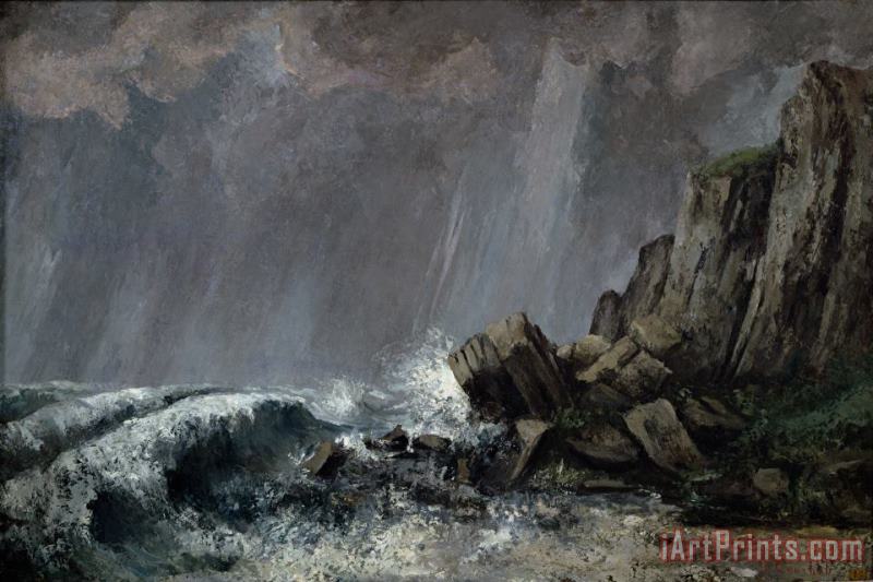 Downpour at Etretat painting - Gustave Courbet Downpour at Etretat Art Print