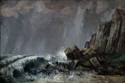 Gustave Courbet Downpour at Etretat painting