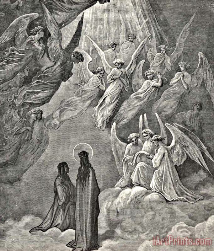Angels In Heaven Dante's Divine Comedy Illustration painting - Gustave Dore Angels In Heaven Dante's Divine Comedy Illustration Art Print