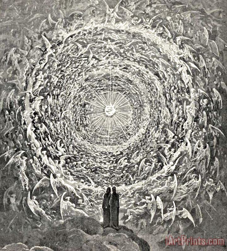 Circle Of Angels Dante's Paradise Illustration painting - Gustave Dore Circle Of Angels Dante's Paradise Illustration Art Print