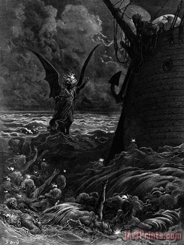 Death-fires Dancing Around The Becalmed Ship painting - Gustave Dore Death-fires Dancing Around The Becalmed Ship Art Print