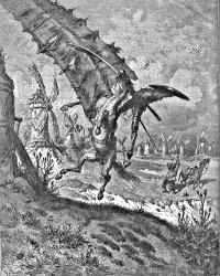 Gustave Dore Don Quixote Attacks The Windmill Engraving