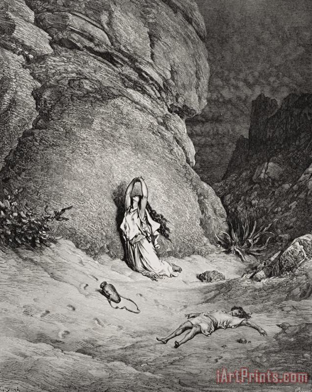 Hagar And Ishmael In The Desert painting - Gustave Dore Hagar And Ishmael In The Desert Art Print