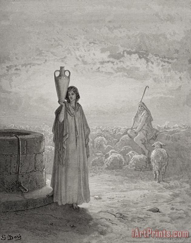 Gustave Dore Jacob Keeping Laban's Flock Art Painting