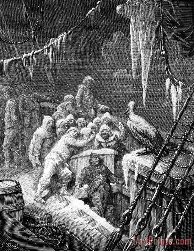 Gustave Dore The Albatross Being Fed By The Sailors On The The Ship Marooned In The Frozen Seas Of Antartica Art Print
