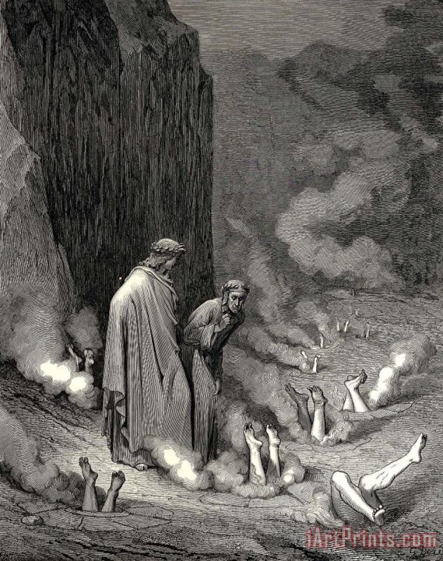Gustave Dore The Inferno, Canto 19, Lines 1011 There Stood I Like The Friar, That Doth Shrive a Wretch for Murder Doom’d Art Painting