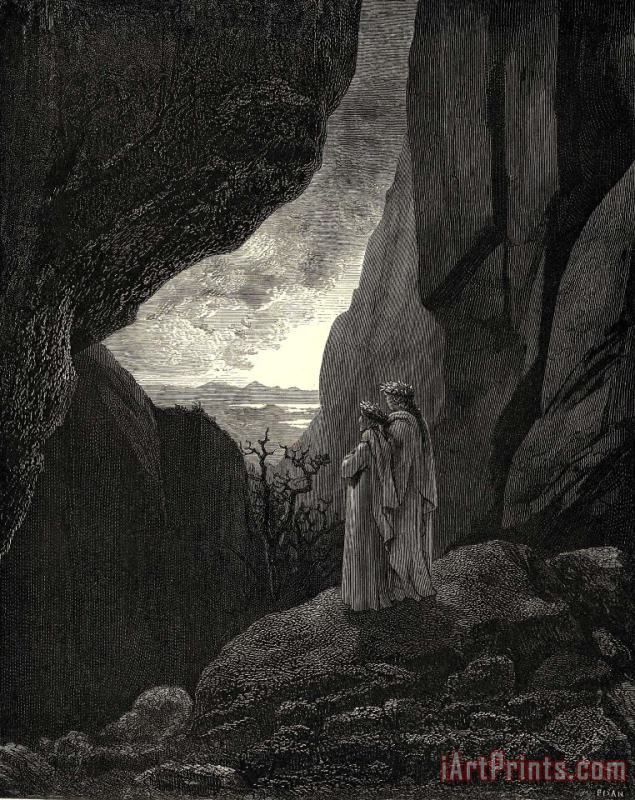 Gustave Dore The Inferno, Canto 34, Lines 127&#173;129 by That Hidden Way My Guide And I Did Enter, to Return to The Fair World Art Print