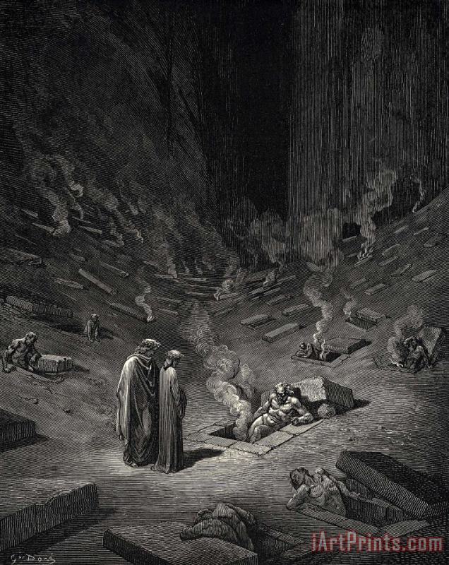 The Inferno, Canto 9, Lines 124126 “he Answer Thus Return’d The Archheretics Are Here, Accompanied by Every Sect Their Followers;” painting - Gustave Dore The Inferno, Canto 9, Lines 124126 “he Answer Thus Return’d The Archheretics Are Here, Accompanied by Every Sect Their Followers;” Art Print