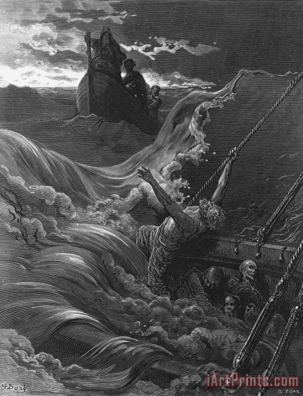 Gustave Dore The Mariner As His Ship Is Sinking Sees The Boat With The Hermit And Pilot Art Painting