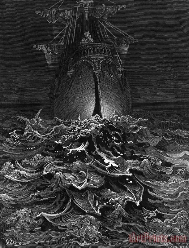 The Mariner Gazes On The Ocean And Laments His Survival While All His Fellow Sailors Have Died painting - Gustave Dore The Mariner Gazes On The Ocean And Laments His Survival While All His Fellow Sailors Have Died Art Print