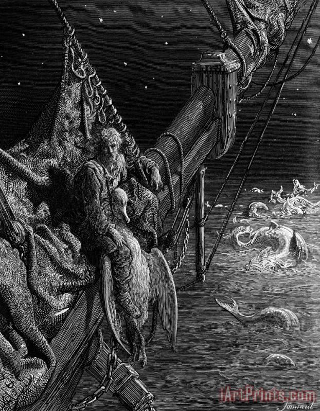 Gustave Dore The Mariner Gazes On The Serpents In The Ocean Art Print