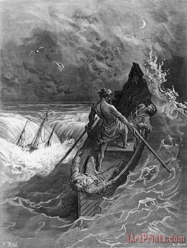 The Pilot Faints Scene From 'the Rime Of The Ancient Mariner' By S.t. Coleridge painting - Gustave Dore The Pilot Faints Scene From 'the Rime Of The Ancient Mariner' By S.t. Coleridge Art Print