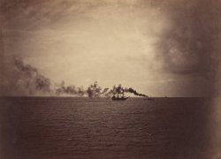 Gustave Le Gray Seascape with Sailing Ship And Tugboat painting