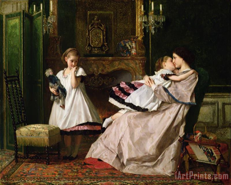Gustave Leonard de Jonghe Motherly Love Art Print