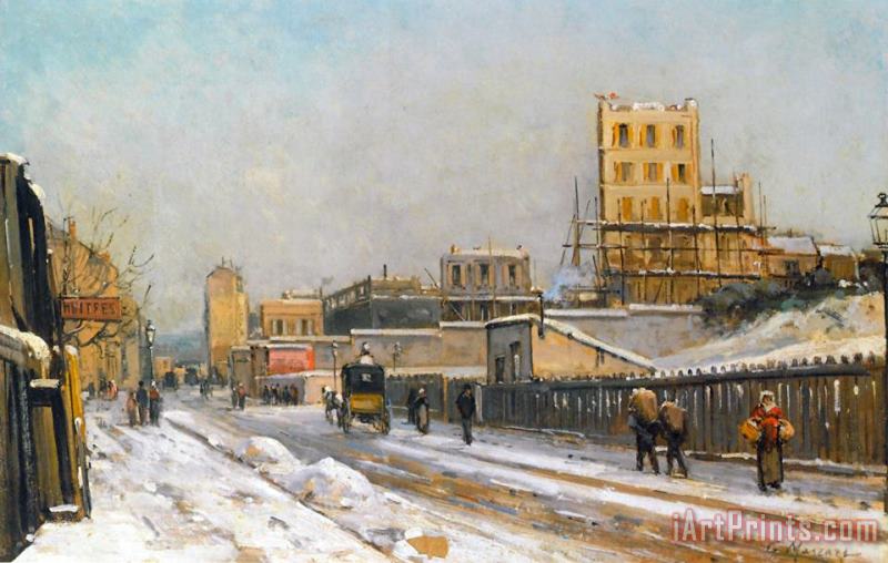 Gustave Mascart The Outskirts of Paris in The Wintertime Art Painting