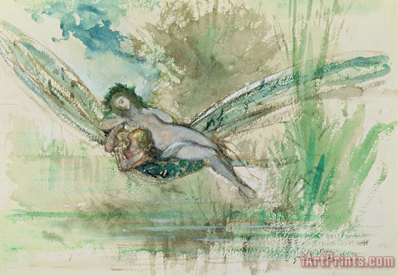 Dragonfly painting - Gustave Moreau Dragonfly Art Print