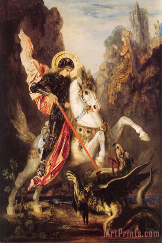 Saint George painting - Gustave Moreau Saint George Art Print