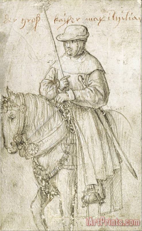 H. d. A Holbein Kaiser Maximilian I in Travel Dress on Horseback Art Painting