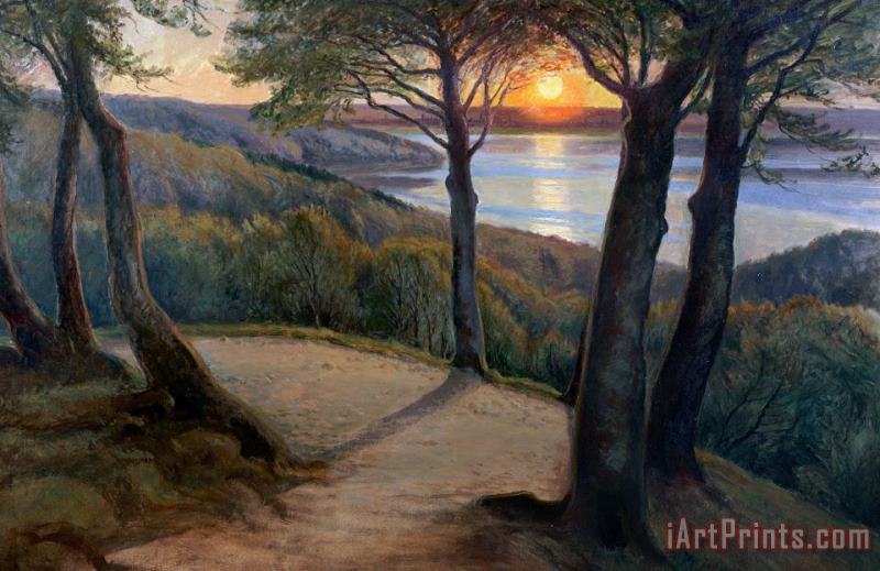Sunset painting - Hans Agersnap Sunset Art Print