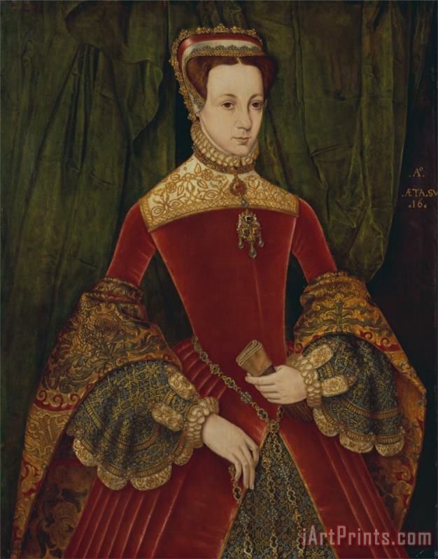Portrait of a Woman, Aged Sixteen, Previously Identified As Mary Fitzalan, Duchess of Norfolk, 1565 painting - Hans Eworth Portrait of a Woman, Aged Sixteen, Previously Identified As Mary Fitzalan, Duchess of Norfolk, 1565 Art Print